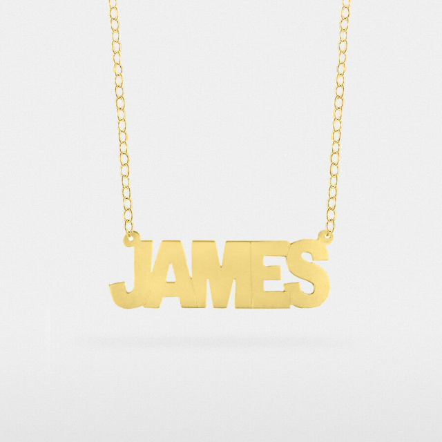 14K Gold Overlay Name Necklace- Single Plate, Style 22